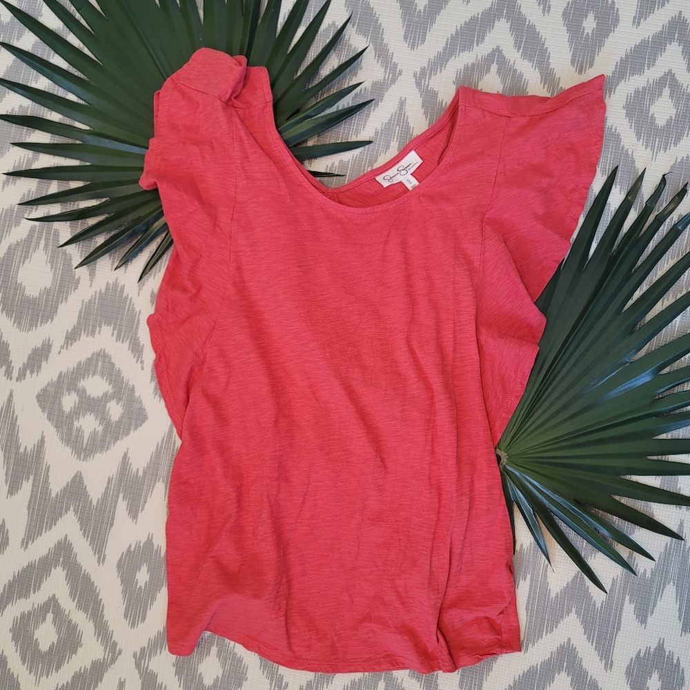 MATERNITY Jessica Simpson Poppy Red Flutter Sleeve Top